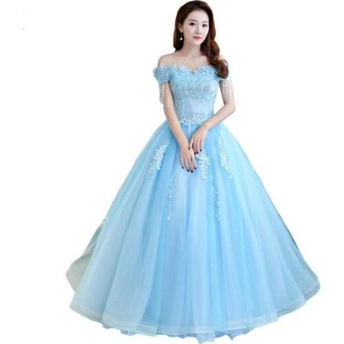 Quinceanera Dresses The Elegant Boat Neck Off The Shoulder Lace Beading Party Prom Luxury Quinceanera Dress