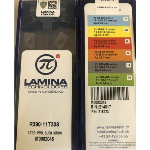 R390 11T308 LT30 10pcs 100% swiss Lamina Carbide insert Processing: stainless steel, steel, cast iron. Etc. Free shipping