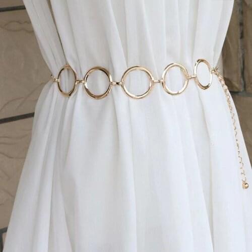 Luxury Brand Large Metal Ring Metal Chain Fashion Women Belt All-Match Dress Coat Skirt Lady Decorative Golden Silver Waistban