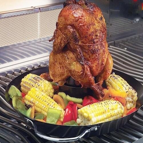 Removable Stainless Steel Roast Chicken Pan Non-Stick Round Cone Baking Pan Outdoor Picnic BBQ BBQ Utensils Kitchen Accessories