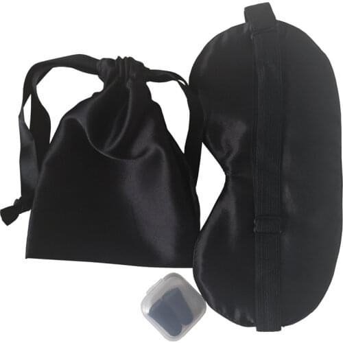 Silk Sleeping Eye Cover Patch Travel Rest Night Sleep Eye Mask Women Men Eyepatch Sleep Aid Masks Blindfold Eyemask+Bag+Earplug