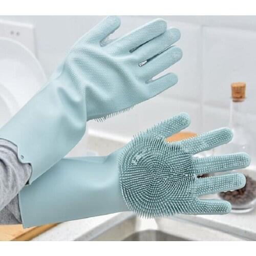 2019 Newest bathroom cleaning silicone dishwashing gloves Kitchen Gadgets waterproof non-slip kitchen double-sided hand brush