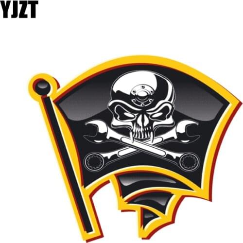 YJZT 10.5CM*12.3CM Personality Classic Pirate Skull Decal Reflective Motorcycle Helmet Car Sticker 6-1370