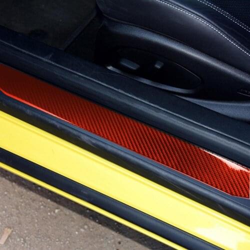 Waterproof 2Pcs Simple Red Car Door Scuff Plate Panel Trim Sticker Colorfast Panel Strip Trim Heat-resistant