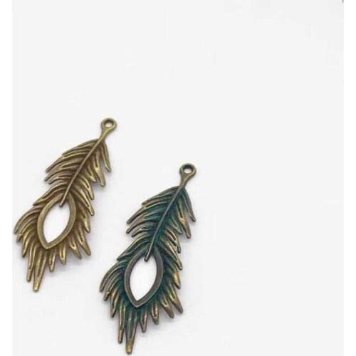 High quality fashion 5 pcs feather leaves charms fit DIY handmade Necklace Bracelet Earrings charms Jewelry Making