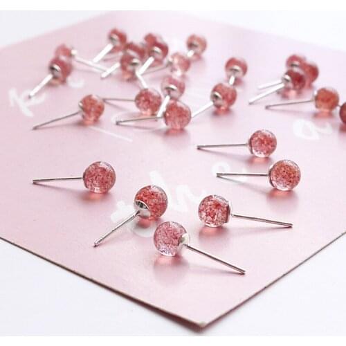 1Pc Natural Strawberry crystal earrings 925 Sterling Silver fashion gem earrings crystal healing stone gift for ladies christma