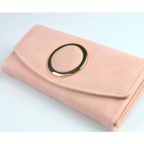 Women Long Wallet with Hasp Pu Leather Card Holders Female Clutch id holder bags With Fashion Metal Circle Women Purse