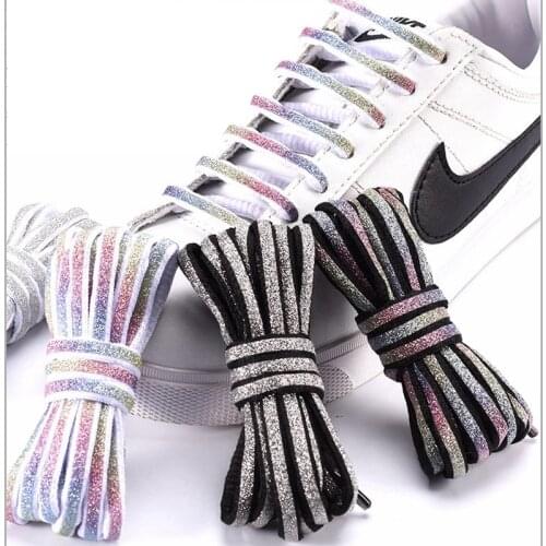 1Pair Reflective Shoe laces Laser sequin Shoelaces For Kids and Adult Dark night Reflective Safety Shoelace Sneaker Laces Shoes
