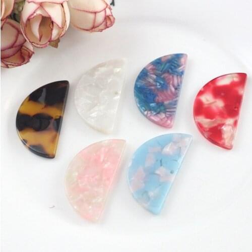 10pcs Lot Mini Acetate Acrylic Geometric Half Circle DIY Loose Beads Pendant