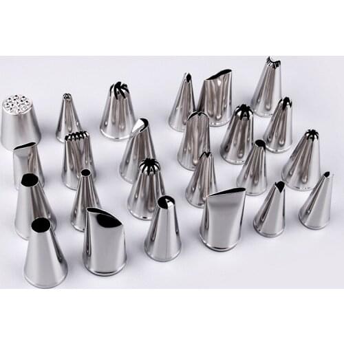 24 Pieces Drop Rose Icing Piping Nozzles Stainless Steel Flower Mouth Cream Pastry Tips Nozzles Bag Cake Decorating tools