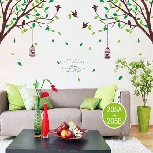 300*120cm Large Green Tree Bird Cage Wall Sticker Removable Living Room Sofa TV Background Decoration Self Adhesive Vinyl Decal
