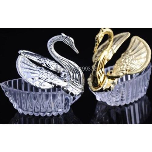 300pcs Acrylic Wedding Favor Swan Boxes Bomboniere Candy Box Gift Holder Decors Favors Gifts Holders