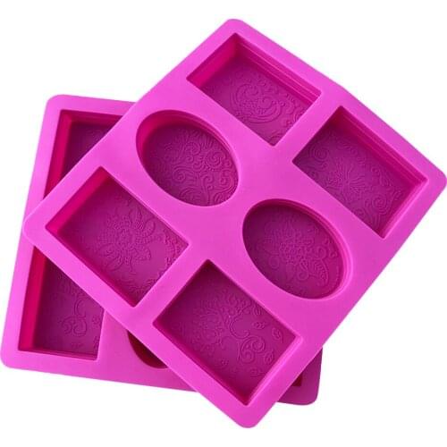 6 Cavity Rectangle Oval Silicone Soap Mold Handmade Soap Making Craft for Home Bathroom Soap Forms