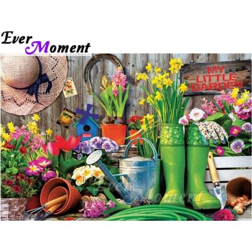 Ever Moment Diamond Painting Picture Of Rhinestone Landscape Green Shoes Flower Full Square 5D DIY Diamond Embroidery ASF1092