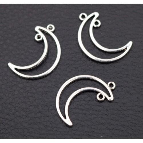 20pcs Hollow Retro Moons Charms Fashion Earrings Necklace DIY Jewelry Pendants For Woman handicraft Making 21*18mm A2152