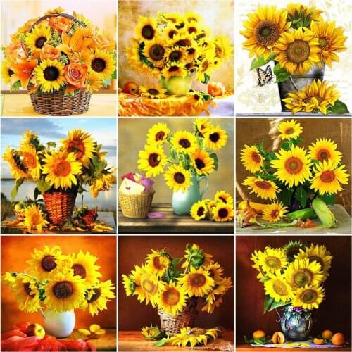 AZQSD Diamond Embroidery Sunflower Mosaic Picture Of Rhinestones Diamond Painting Flower Cross Stitch Handmade Home Decor