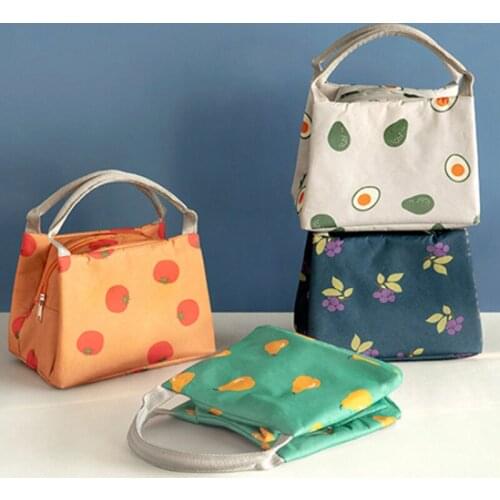Large Capacity Food Picnic Kids Cooler Lunch Box Print Lunch Bags Women Portable Functional Fruit Print Insulated Thermal Bag