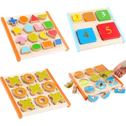 Wooden Geometric Shapes Montessori Puzzle Sorting Math Bricks Preschool Learning Educational Game Baby Toddler Toys for Children