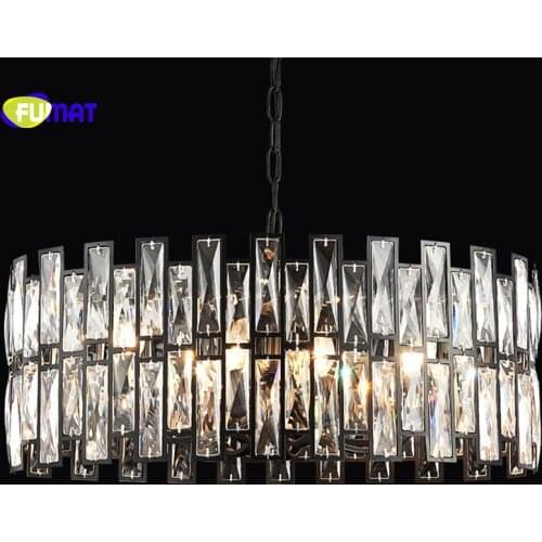 FUMAT Black Post Modern Nordic Style K9 Crystal Stainess Steel LED Pendant Lighting Luxury Lustres Lamp For Dining Room Foyer