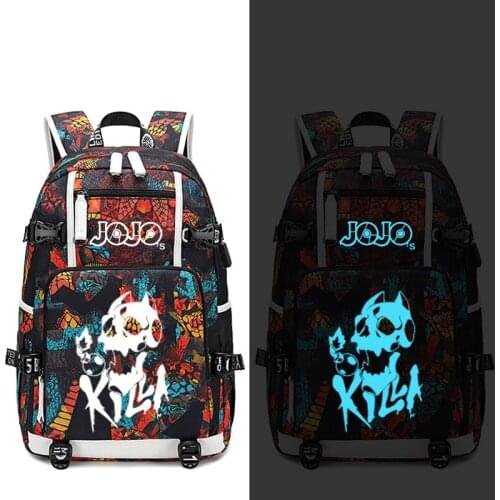 Jo Jo Adventure Backpack USB Port Rucksack Bag Snake Pattern Teenager Student BookBags travel Shoulder Laptop Bag