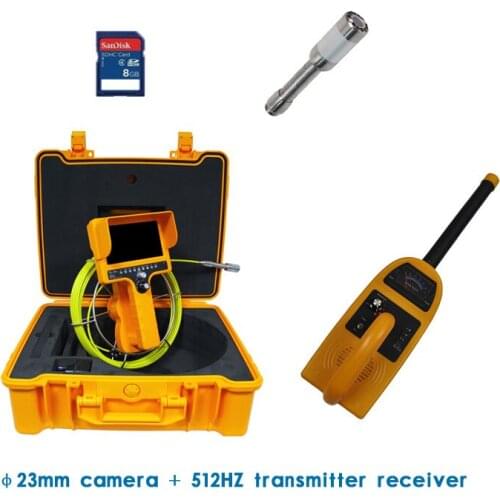 23mm Camera 512hz Transmitter Sonde Built-in DVR Drain Sewer Pipeline Inspection System Waterproof 7” TFT Color Monitor