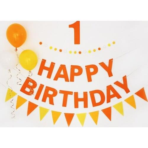 Summer Theme decor orange hanging paper banner with yellow balloons suitable for sunshine party birthday baby shower supplies