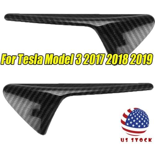 2pcs Carbon Fiber Intake Fender Cover Trim Car-styling Sticker For Tesla Model 3 2017 2018 2019 Front Hood Vent Car Style