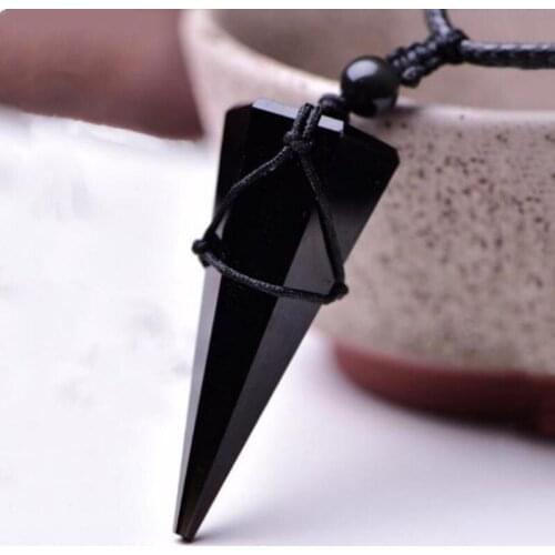 New popular natural Obsidian jade necklace hanging between the first thought of Buddha and devil fashion jewelry amulets for men