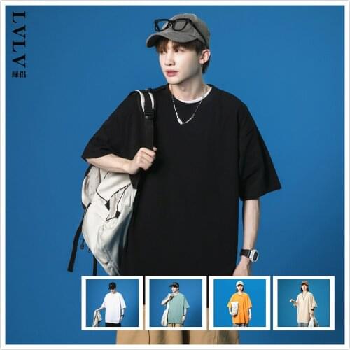 2021 New Vintage Bottoming Shirt White Pure Cotton Short-Sleeved Mens T-shirt