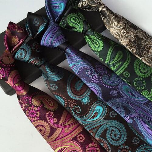 New Classic Paisley Rose Blue Red Green Navy Gold Purple Jacquard Woven 100% Silk Mens Tie Necktie Gentleman Formal Mens Tie