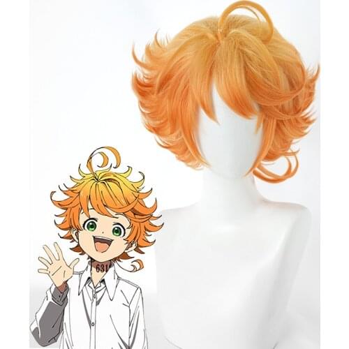 Emma Cosplay Wig Anime Yakusoku no Neverland The Promised Neverland Orange Heat Resistant Synthetic Hair Wigs + Wig Cap