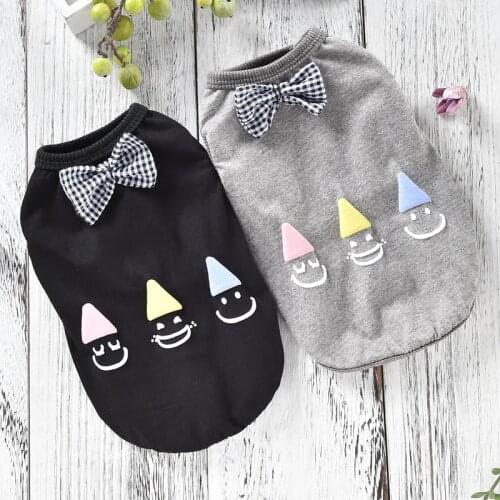 Lovely Clown Cotton Dog Shirt Vest Black Gray Handsome Pet Outfit Summer Cooling Clothes For Small Puppies Wholesale Supplies
