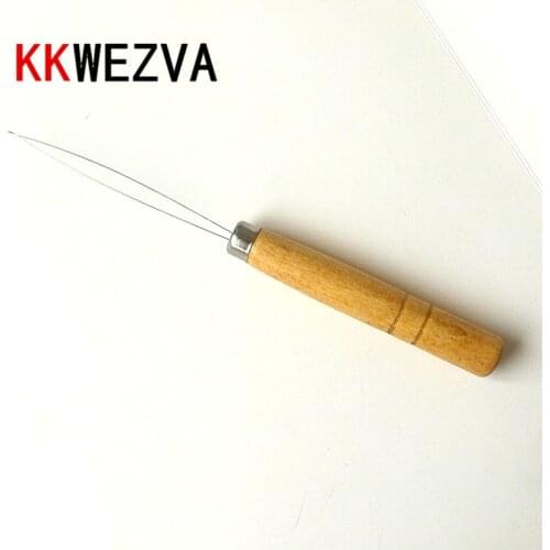 KKWEZVA 1PCS wood handle Bobbin Threader Fly Fishing Tying Thread Half Hitch Tool Fly Fishing Bug Binding Tools