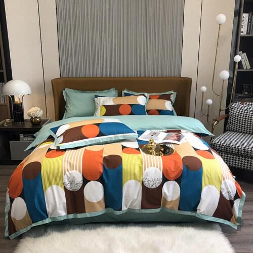 NEW Retro luxury 100% Cotton Duvet Cover Set Printing Bedding set Red Grey King Queen size Flat fitted 4pcs