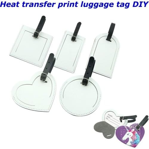 10pcs Blank Sublimation PU Leather baggage tag Holder for Hot transfer Printing Leather Blank consumables DIY Travel Accessories