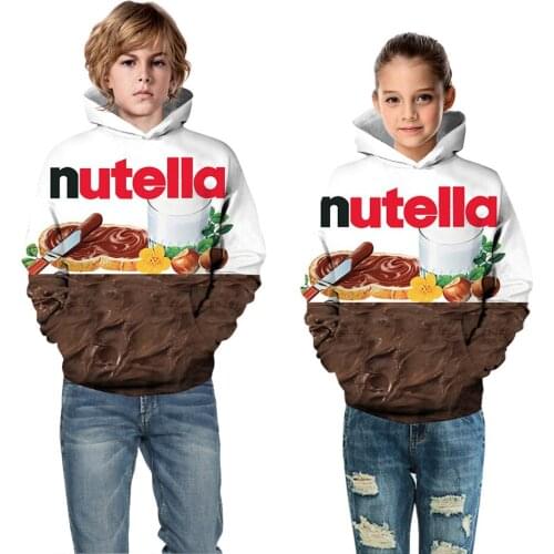 Boys Girls Hoodies Funny Ramen Noodles Nutella Food Print Kids Hooded Sweatshirts Family Matching Clothes Children Pullover Tops