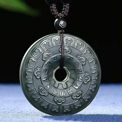 Fine Jewelry Hetian Jade Qingyu Ruyi Peace Buckle Pendant Hand-carved Fortune Na Fu Necklace Can Be Worn By Men and Women