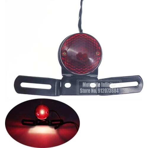 Motorcycle Brake Rear License Plate Bracket Tail Light 12V Lens Autocycle LED Retro Tail Light For Harley Honda Suzuki Chopper