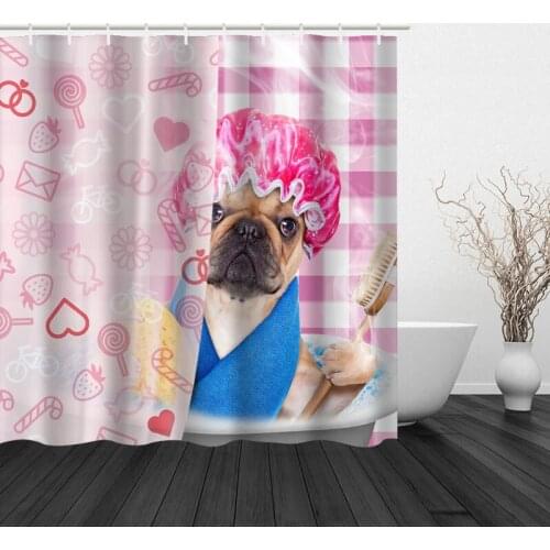 Bathroom shower curtain and hook rainbow classic polyester cute style bathing cats and dogs