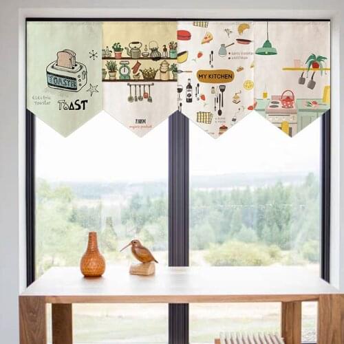 Kitchen Partition Flag Curtain Japanese Triangle Short Curtain Decoration Hanging Curtain Restaurant Doorway Curtain
