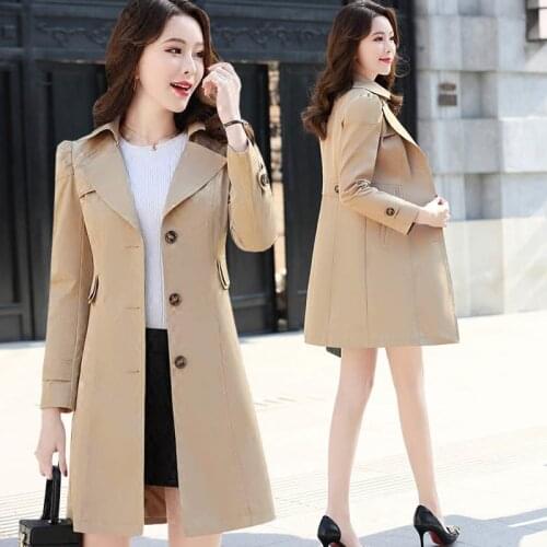 Spring Autumn Trench Coat Single Breasted Trench Coat Woman Trench Coat Long Women Windbreakers Plus Size Trench Coat Femminos