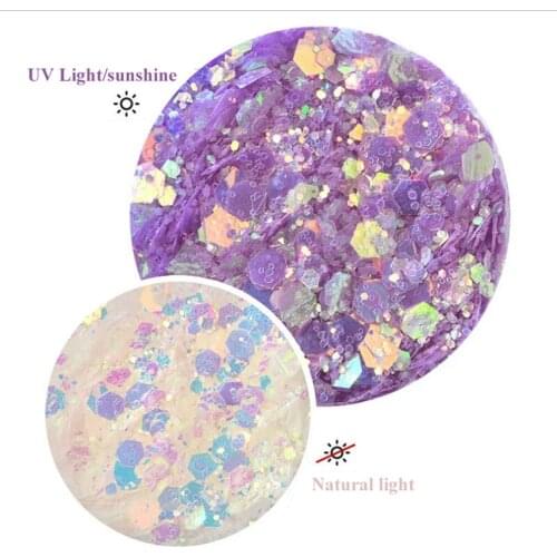 1/54-1/8 Comparsion Color-Change Flash Sequins 500g in Bulk UV/Sunshine Shift Chunky Glitter Craft-Making Nail Hologlitter FD152