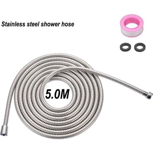 1PC 304 Stainless Steel 5M Shower Hose General Soft Water Pipe Chrome Plating Explosion-Proof Shower Pipe Bathroom Accessories