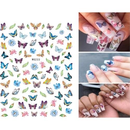 10PCS 3D Color Butterfly Nail Art Sticker Love Heart Leaf Sun Flower Nail Slider Flowers Comes with Self Adhesive Nail Art Decal