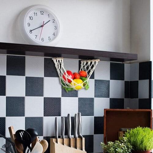 ABZS 2Pcs Hanging Fruit Hammock Macrame Fruit Hammock with Wood Rod and Hooks Fruit Hammock for Kitchen Under Cabinet