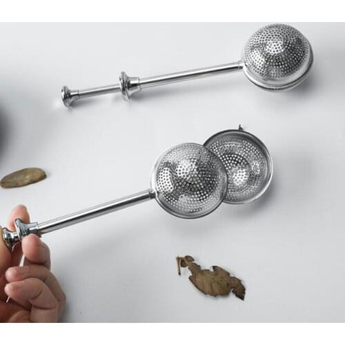 200pcs 18cm Stainless Steel Spoon Retractable Ball Shape Metal Locking Spice Tea Strainer Infuser Filter Squee #36413