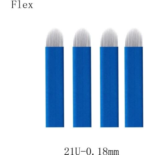 21U Blue 0.18mm Microblading Needles Blade Disposable Permanent Makeup Needle for Tebori Manual Pen Eyebrow Tattoo Machine