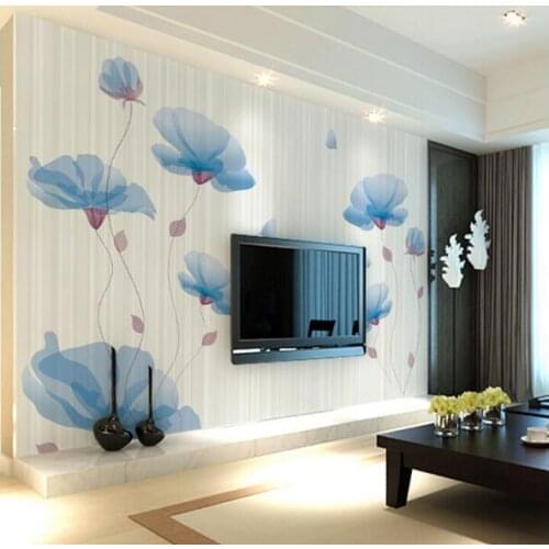 3D floral Wall Paper Large Photo Mural Wallpapers Roll Murals Living Room TV Background Custom Size Pink Blue Purple Wall Decor