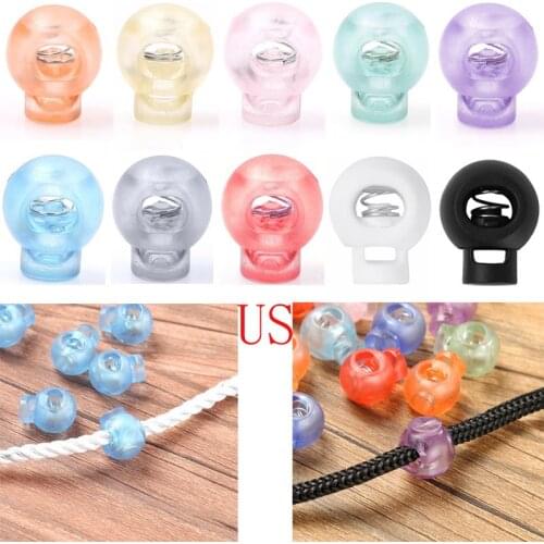 50Pcs Mixed Colorful Hole Plastic Stopper Cord Lock Bean Toggle Clip For Lanyard Luggage Apparel Shoelace Sportswear Accessories