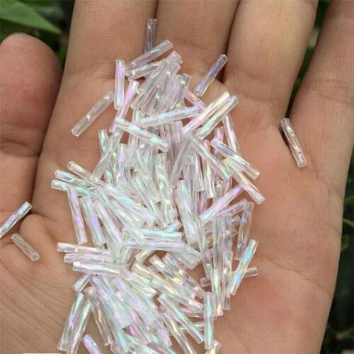500g/pack Twist Silver Core Glass Seed Bugle Beads Brilliant Transparent Color Jewelry Garment Accessory Beads for Clothing